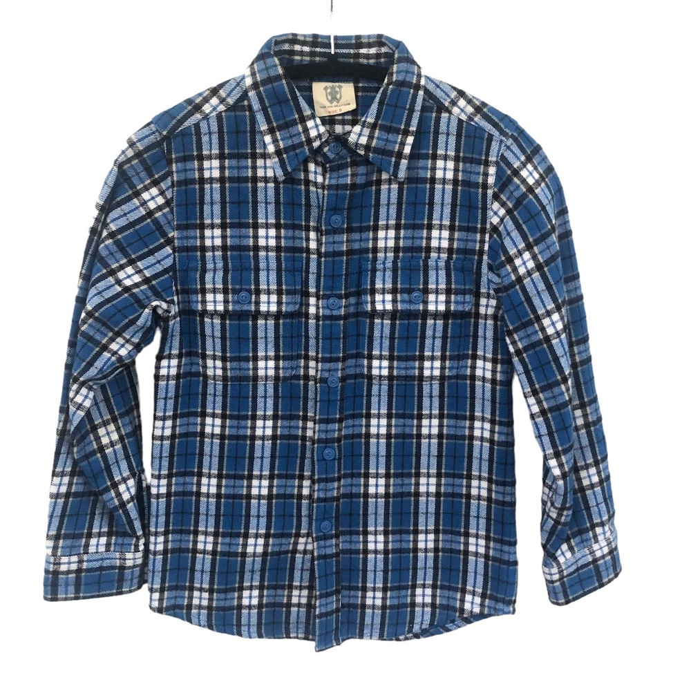 Wes & Willy Blue Plaid Heavy Flannel Shirt Boys S 8 - Picture 2 of 4